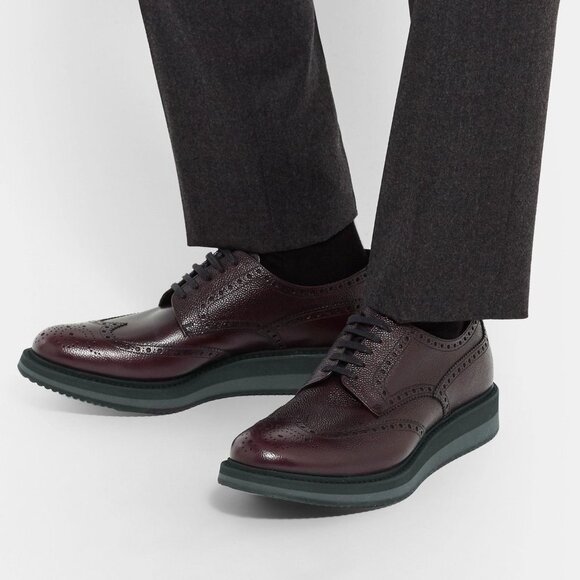 PRADA Pebble-grain Leather Wingtip Brogues… - Picture 13 of 14